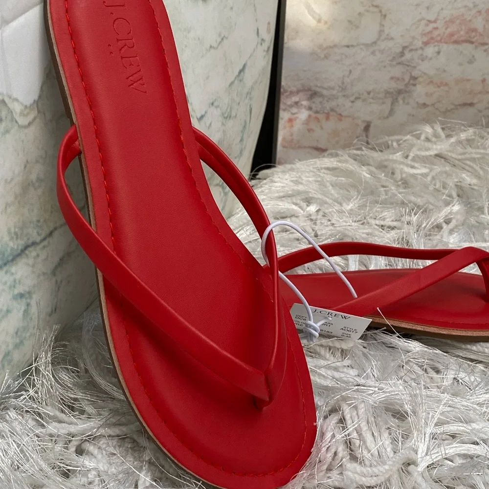 New J. Crew Fire Cracker Red Flip Flops - Picture 3 of 7